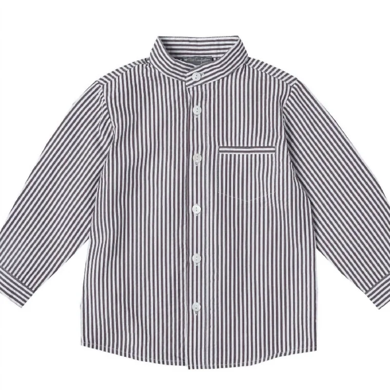 Boys' Seersucker Long-Sleeve Shirt In Grey