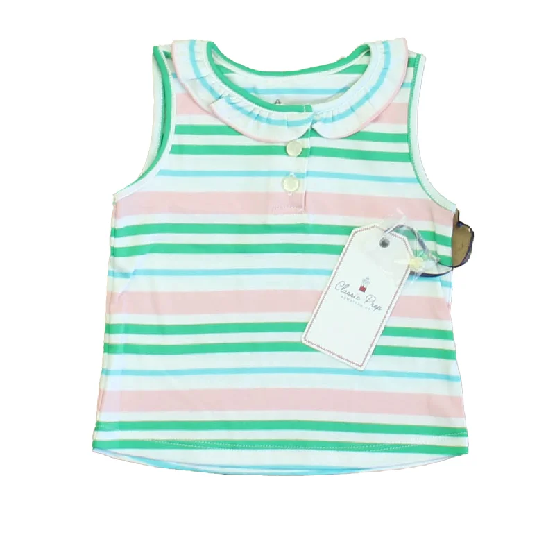 Classic Prep Girls Lilly's Pink Multistripe Polo Shirt Size: 12-18 Months