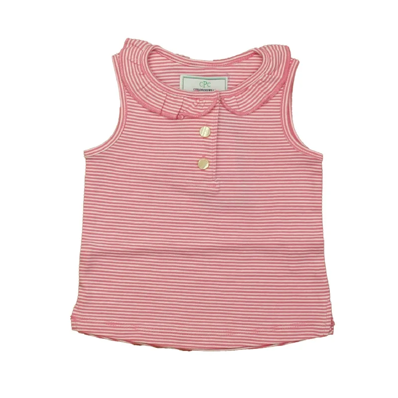 Classic Prep Girls Pink and White Stripe Polo Shirt Size: 12-24 Months