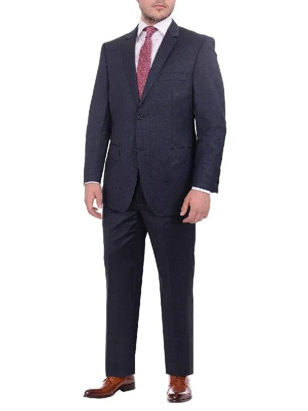 Giorgio Cosani Big & Tall Regular Fit Solid Navy Blue Two Button Wool Suit