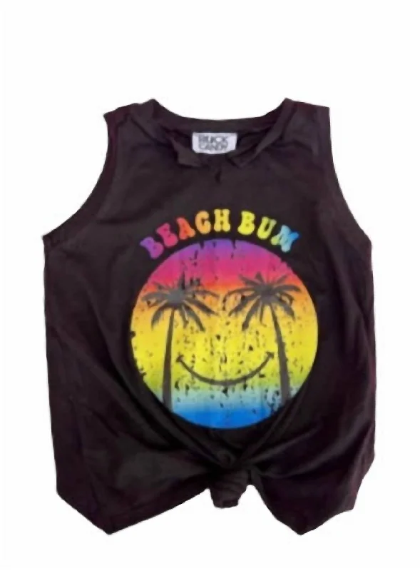 Girls Beach Bum Knot Tank Top In Black