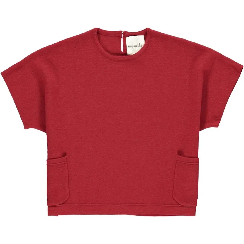 Girl's Fiona Short Sleeve Sweater In Burgundy