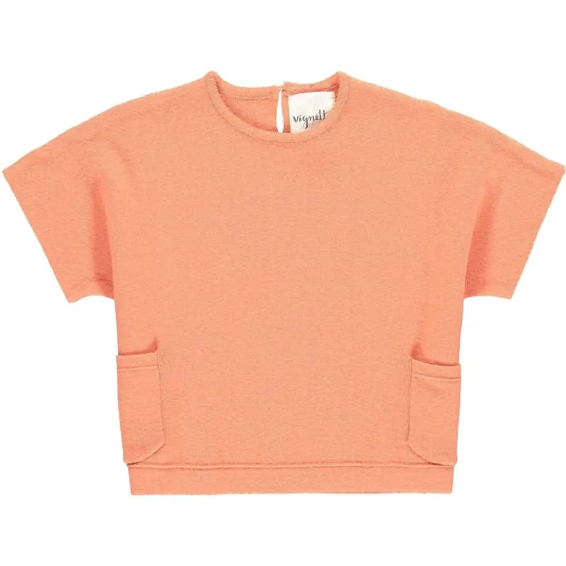 Girl's Fiona Short Sleeve Sweater In Pumpkin