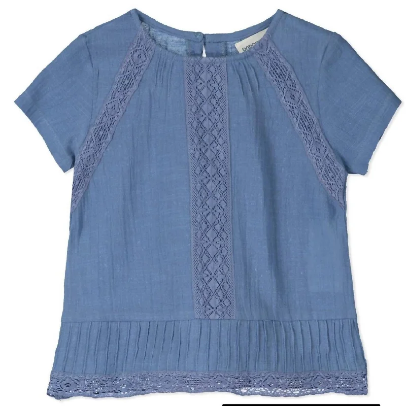 Girl's Jodhpur Short Sleeve Blouse In Indigo