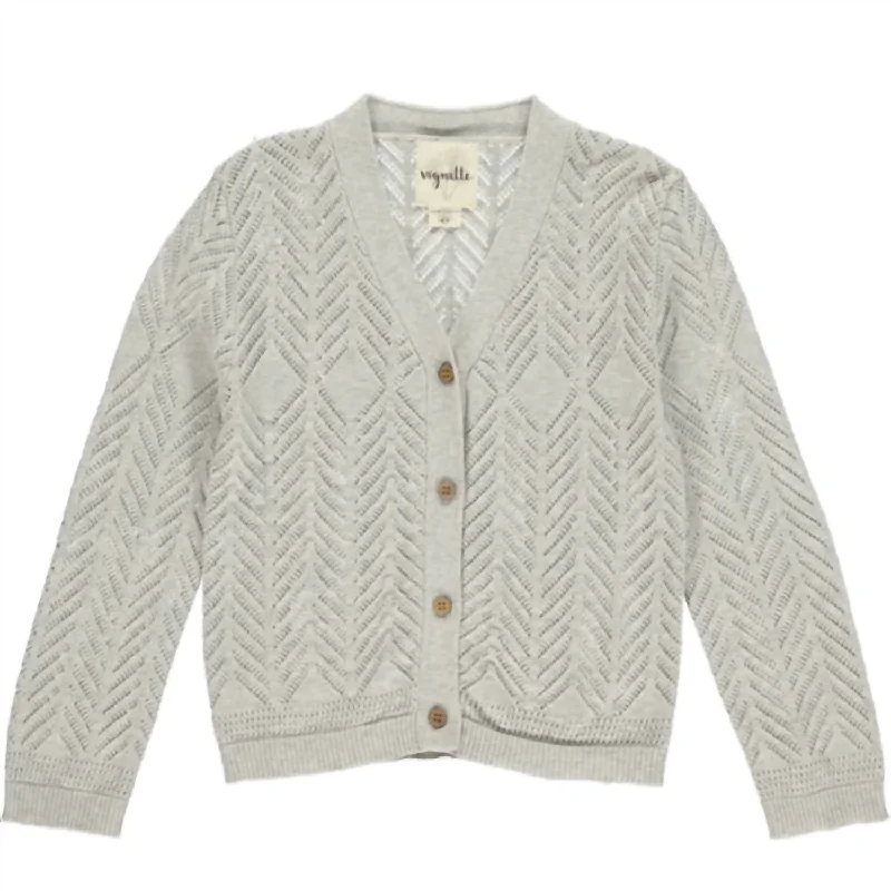 Girl's Kenzie Cardigan Sweater In Grey