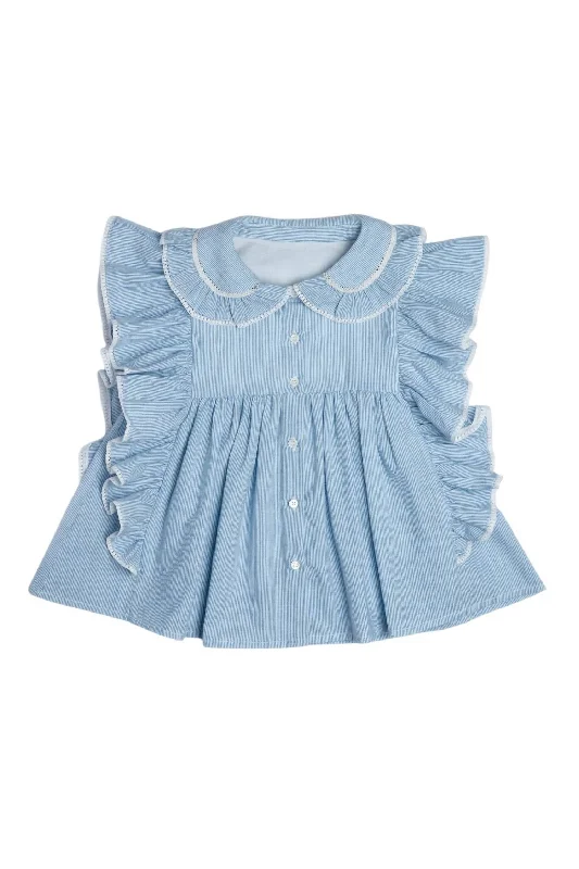 Girls Suzanne Pin Stripe Blouse In Blue/white