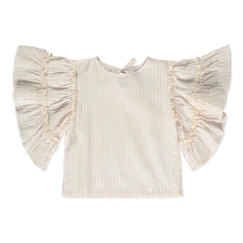 Girl's Tokyo Ruffle Sleeve Blouse In Cream