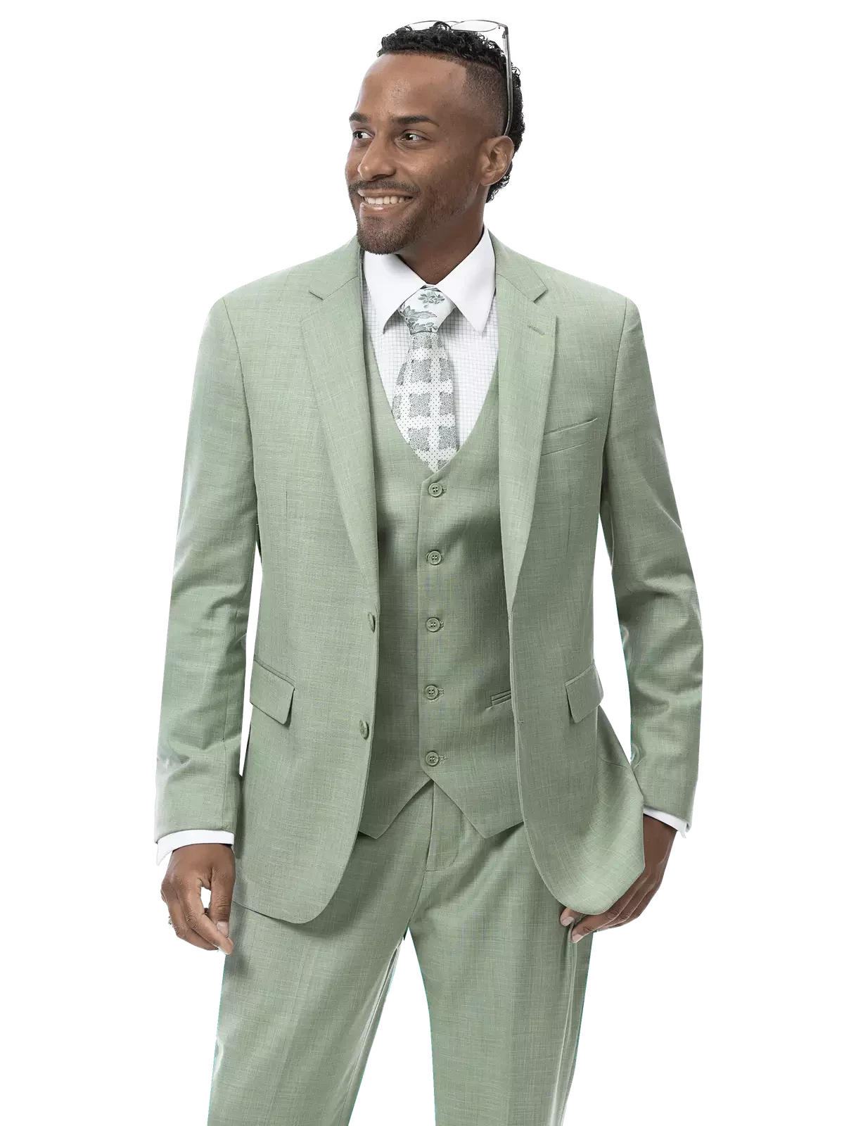 Kent & Park Big & Tall Moss Green Regular Fit Two Button 3 Piece Suit