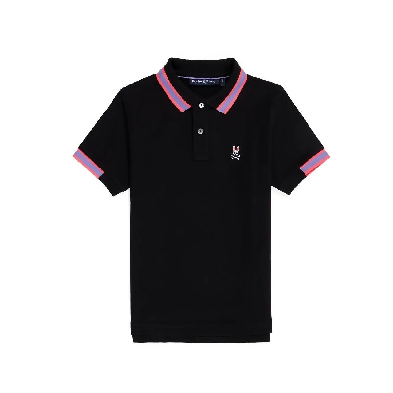 Kids Chicago Pique Polo Shirt In Black