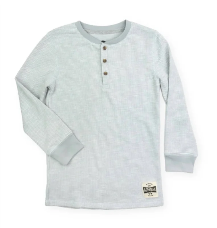 Kid's Craftsman Thermal Henley Shirt In Cool Grey