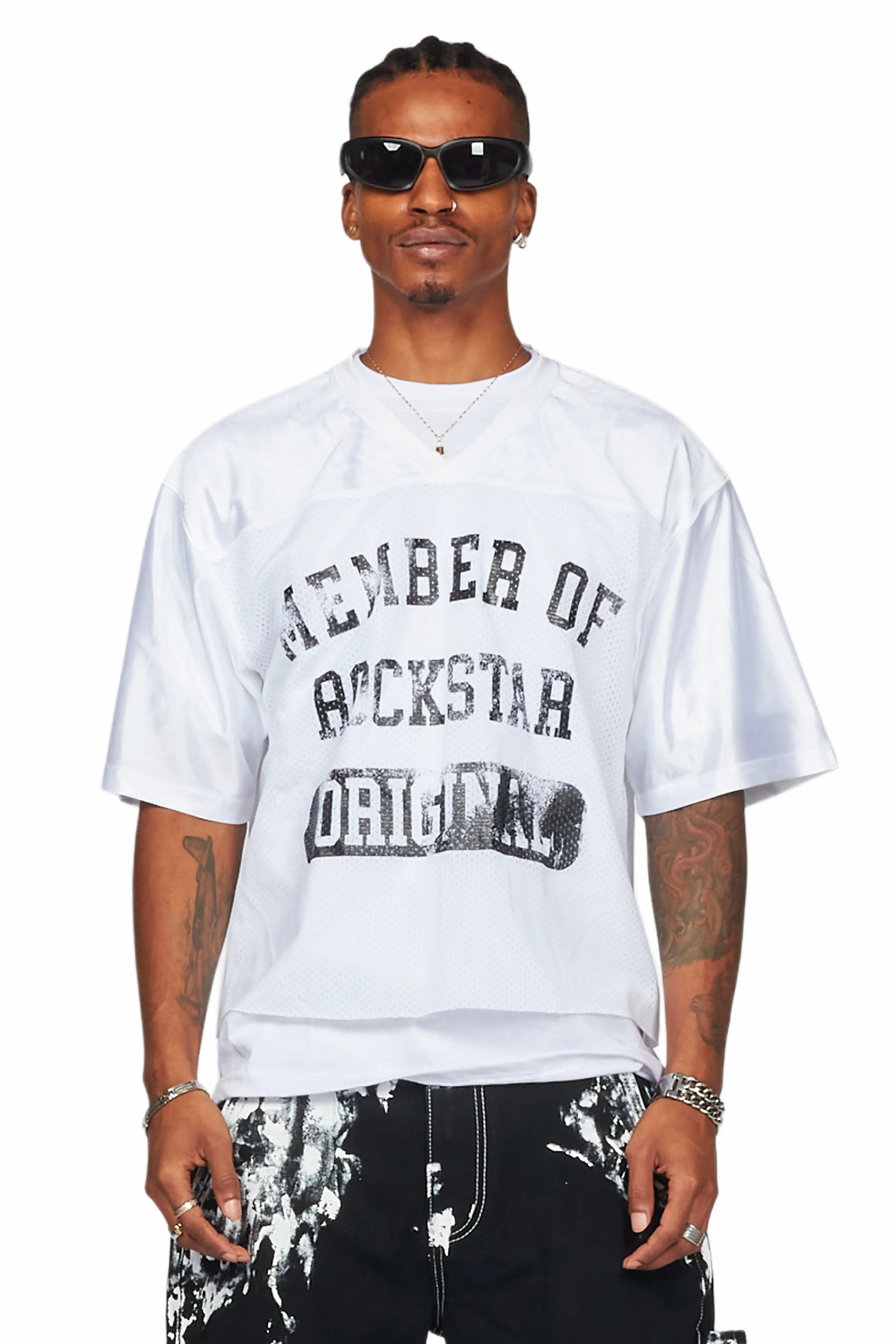 Danian White Graphic Mesh Jersey