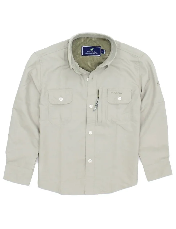 Youth Offshore Fishing Shirt In Khaki